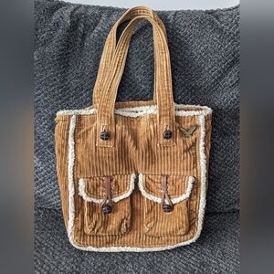 Vintage Y2K American Eagle Tan Corduroy Purse Whimsygoth Boho